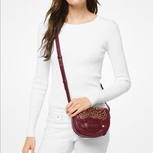 Michael Kors Embellished Leather Saddle crossbody